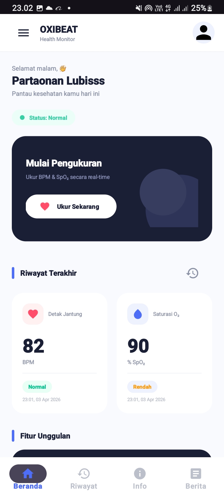 OXIBEAT – IoT & AI-Based SpO₂ and BPM Health Monitoring System